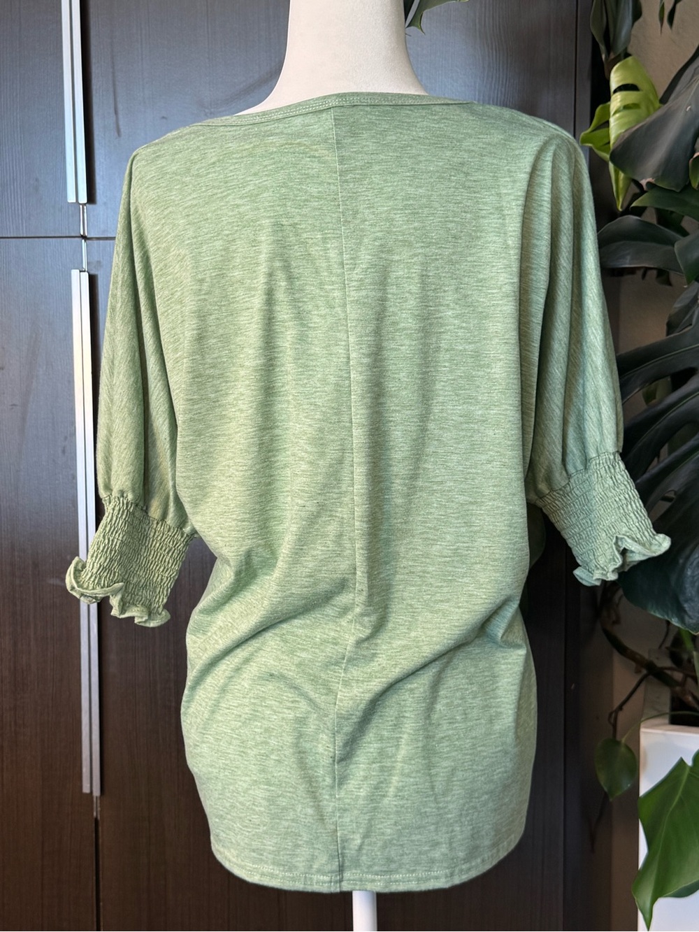Light Green Smocked Short Sleeve Women's Tee - Picture 2 of 9